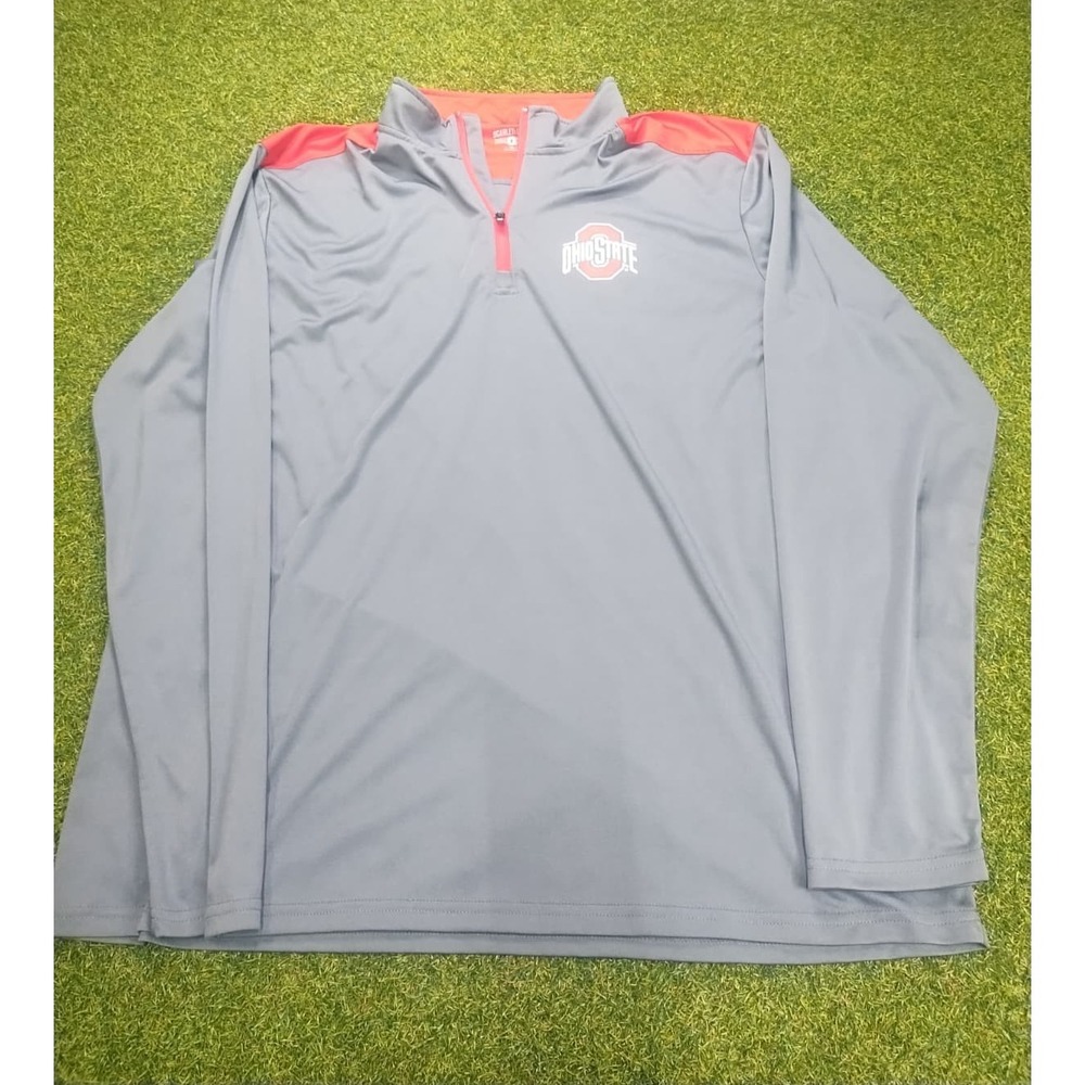 Scarlet & Gray Ohio State Buckeyes Football Shirt Men's XL‎ Gray Red 1/4 Zip